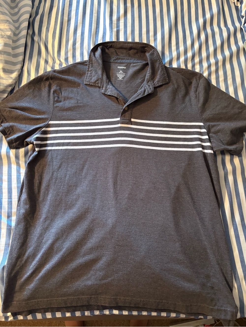 Men's Sonoma Dark Gray Polo Shirt with White Stripes